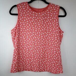 Christopher and Banks Tank Top Women's Large GUC Butterflies Birds Shirt PEACH